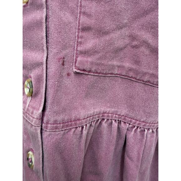 VTG Sun Belt Denim Maxi Shirt Dress Womens XL pink Button Front Cottagecore FLAW - Picture 6 of 8